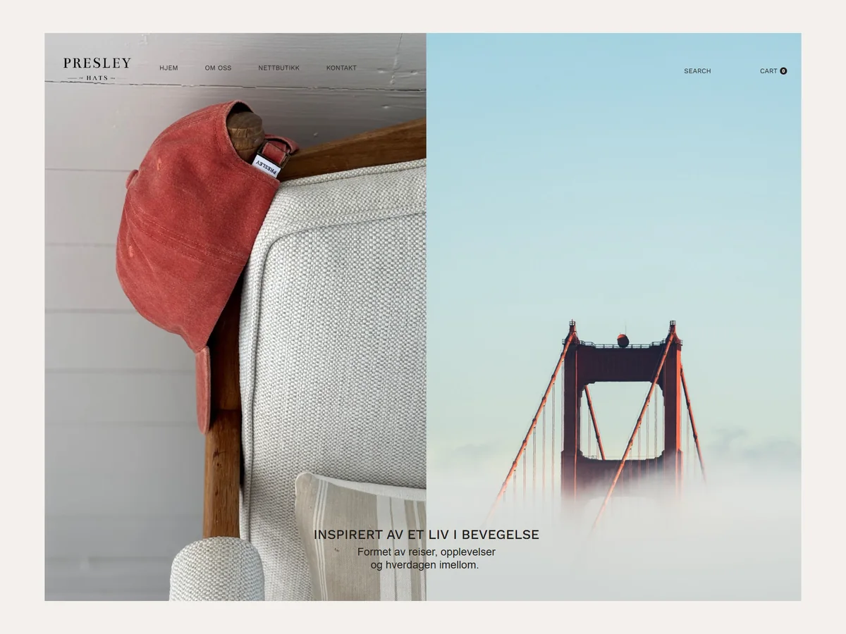 Presley homepage with a red cap